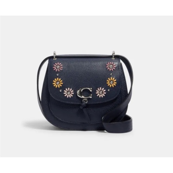 Coach Remi Saddle Bag With Whipstitch Daisy Applique - Picture 1 of 5